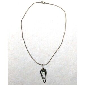 Vintage Artisan Sterling Silver 925 Dichronic Glass Pendant 15" Necklace Italy